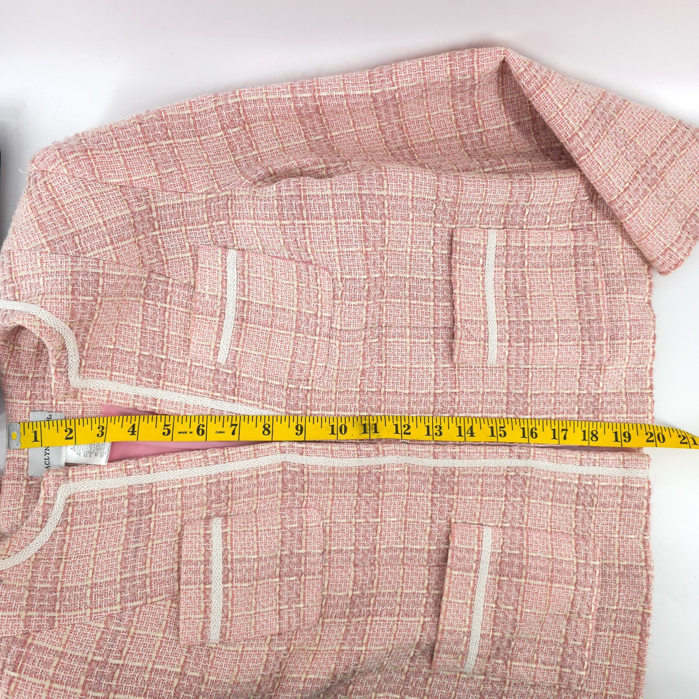 Jaclyn Smith 6 Vintage 90s Twee Quiet Luxury Coquette Tweed Fringe Short Blazer - Picture 16 of 16